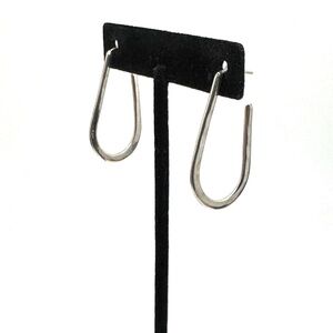 Sterling Silver Open Teardrop Hammered Hoop Earrings